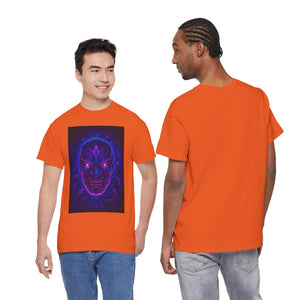 Maglietta con maschera Rave Oni e volto di demone della giungla al neon 