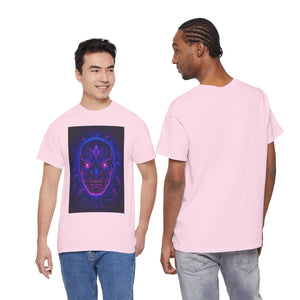 Maglietta con maschera Rave Oni e volto di demone della giungla al neon 