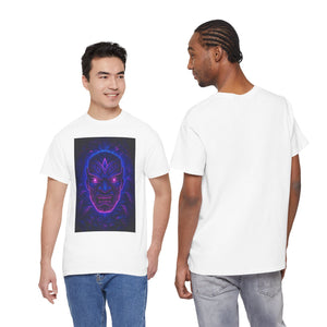 Maglietta con maschera Rave Oni e volto di demone della giungla al neon 