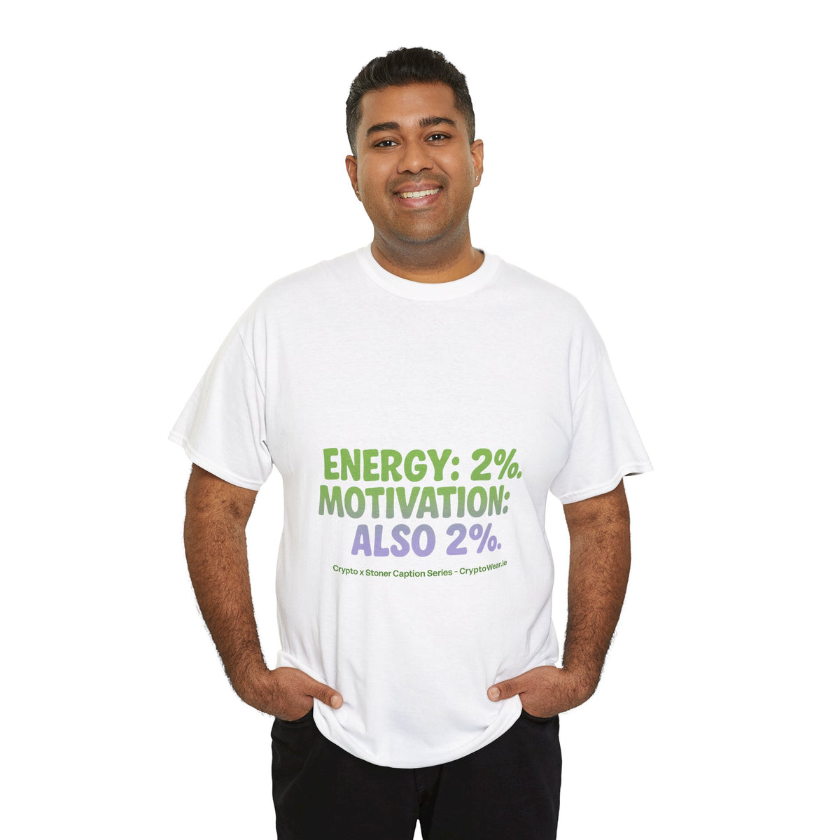 Energy: 2%. Motivation: Also 2%. T-Shirt